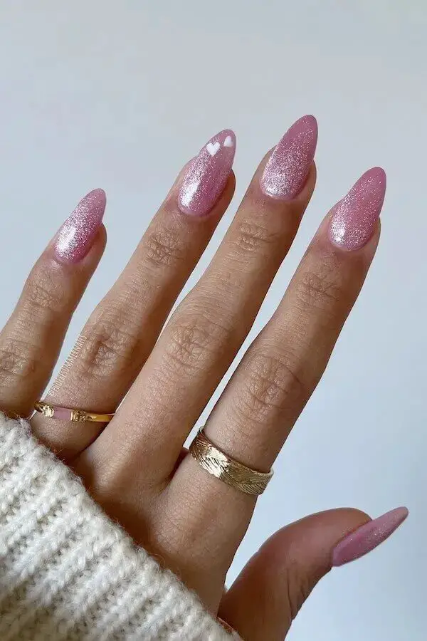 Glittering Affection: Enhance Your Valentine’s Day Nails with Sparkle