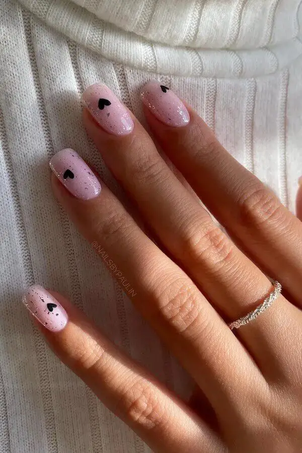 Chic and Bold: Pink and Black Nails for Valentine’s Day
