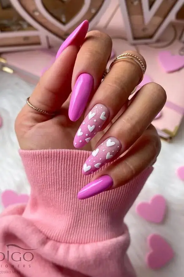 Elegance in Pink: Explore Stunning Pink and White Valentine's Nails