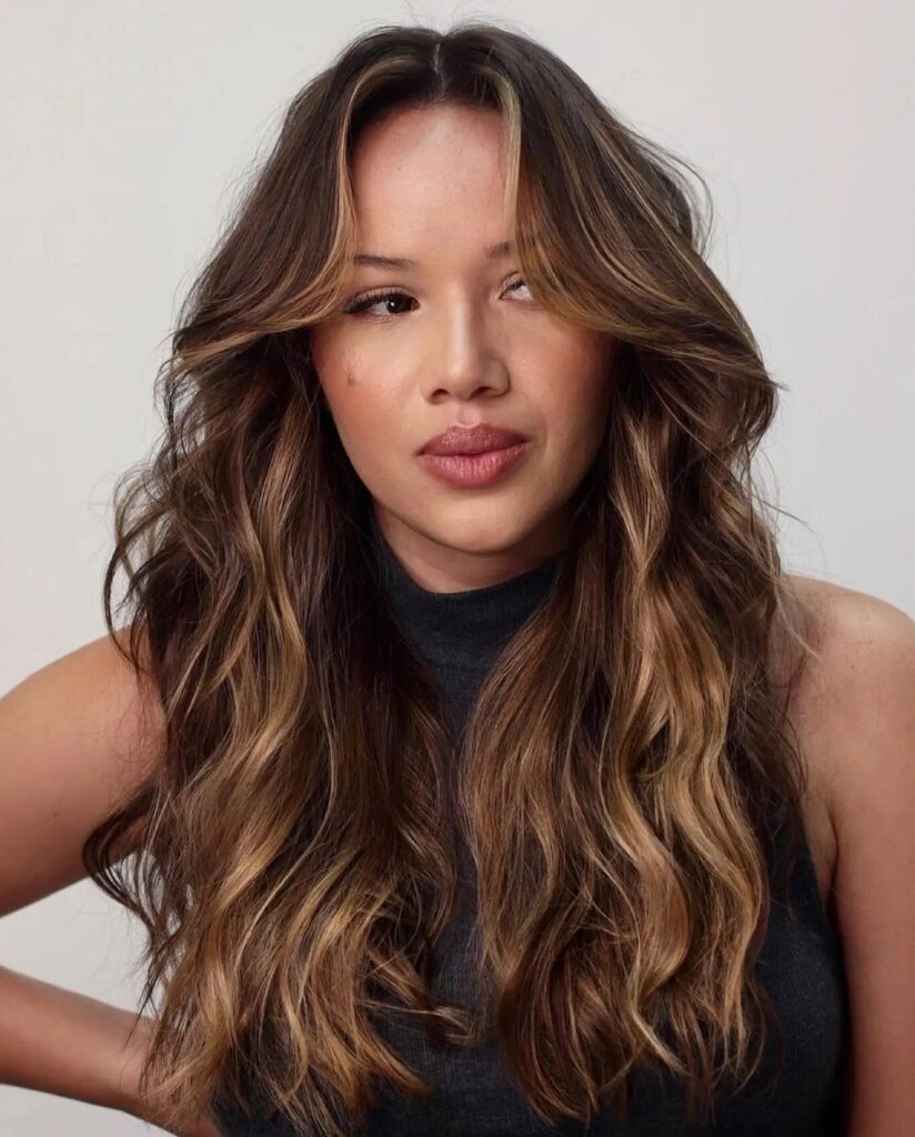 10. Hair Style For Triangle Face: Golden Brown Beach Waves