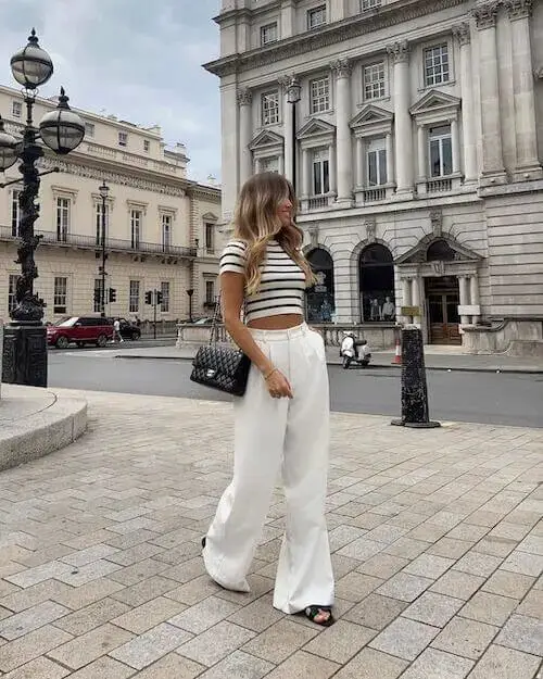 Crop Tee and White Wide Leg Pants: Casual Chic Combo