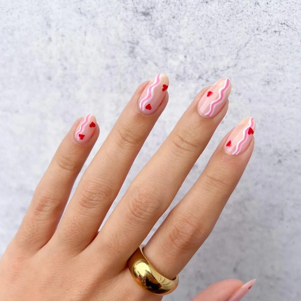 Playful Squiggles Nails: Fun and Whimsical Valentine’s Nail Art