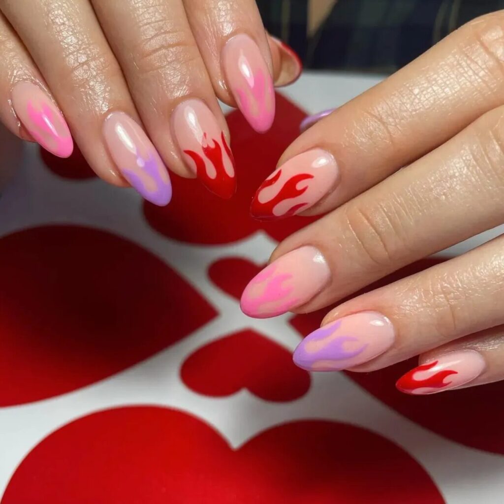 Short Valentine’s Nail Designs 2024 / Red-and-White Heart Tips: Classic and Timeless Valentine’s Nails