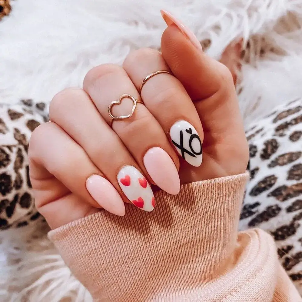 Short Valentine’s Nail Designs 2024 / Mix-and-Match Hearts Nails: Create Your Unique Valentine’s Look