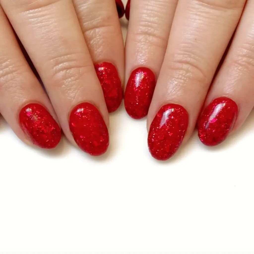 Short Valentine’s Nail Designs 2024 / Red Jelly Glitter Nails: Sparkle and Shine on Valentine’s Day
