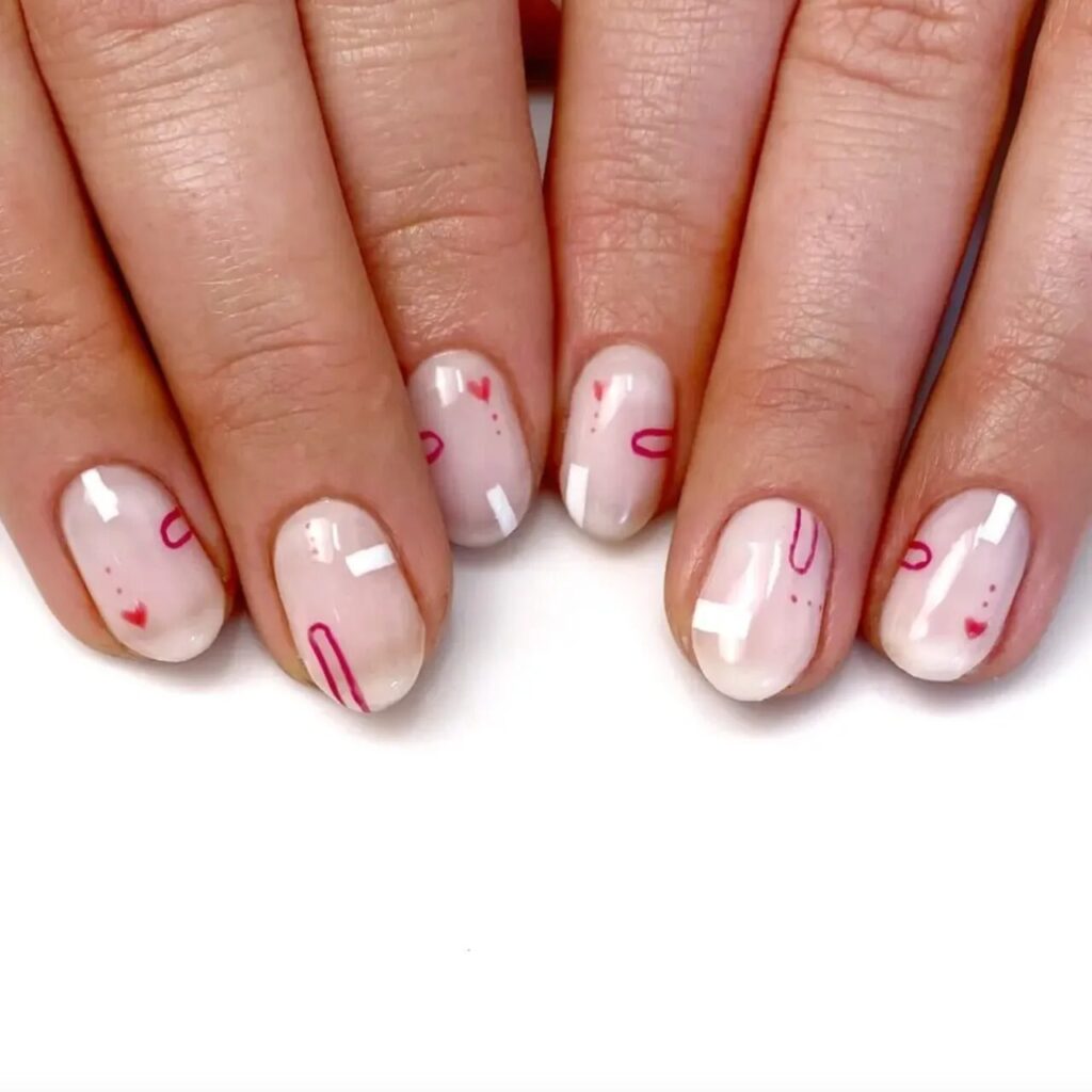 Short Valentine’s Nail Designs 2024 / Tiny Heart Accents Nails: Delicate Details for Valentine’s