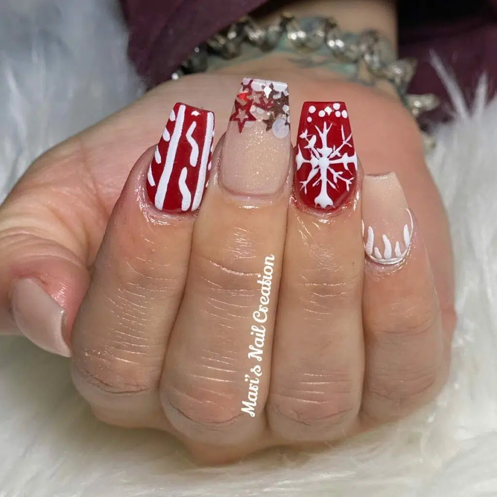 Festive Fingertips: Christmas Coffin Nail Designs