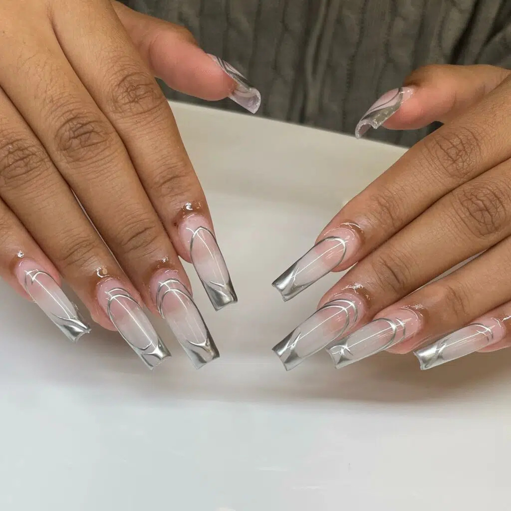 Silver Bells: Chic Silver Coffin Nails