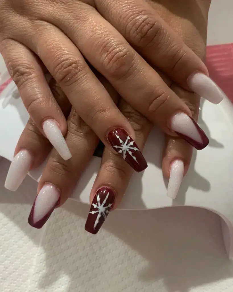 White and Red Festive Chic: Christmas Nail Inspirations