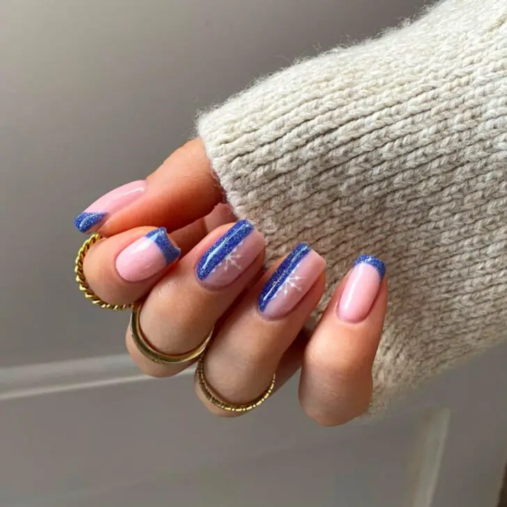 Anna's Icy Blues: Cool Winter Nail Elegance