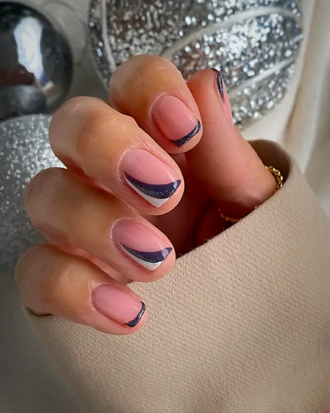 Lindsey's Side French Blue Nails: Classic Winter Elegance