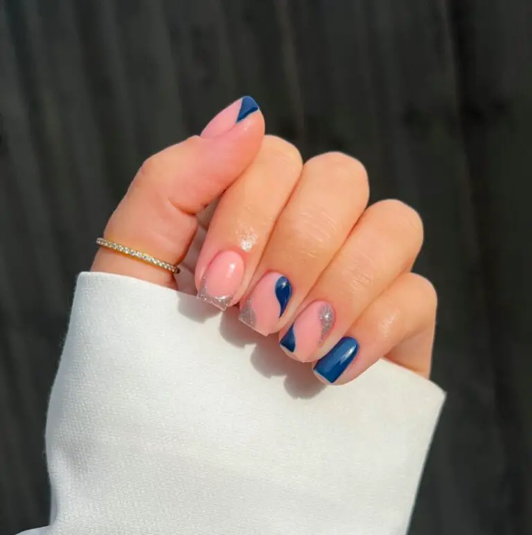 Bethany's Winter Sparkle: Festive Blue Nail Joy