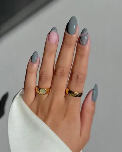 45+ Stunning January Nail ideas 2024: Winter Greys Nail Designs by Iram – Elegant and Sophisticated Nails