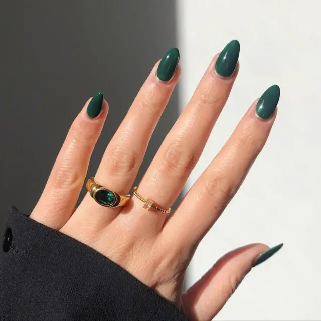 45+ Stunning January Nail ideas 2024: Dark Greens Nail Art by Sami – Rich and Earthy Nail Designs