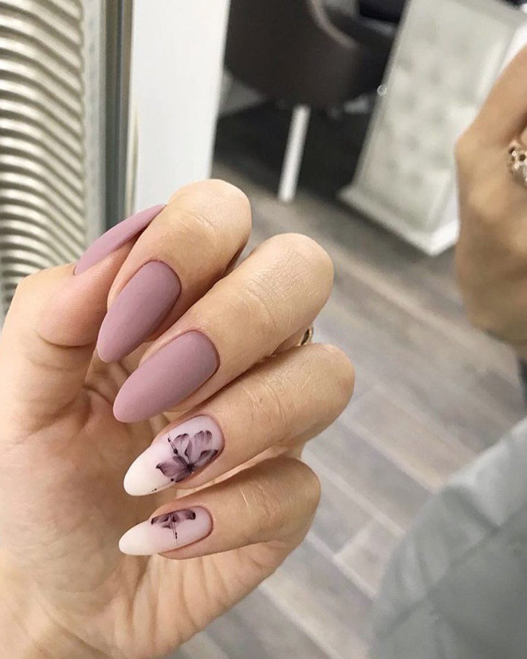 Wedding Nail Ideas 2024 /nail ideas for wedding matte pink with flowers dizi_nail