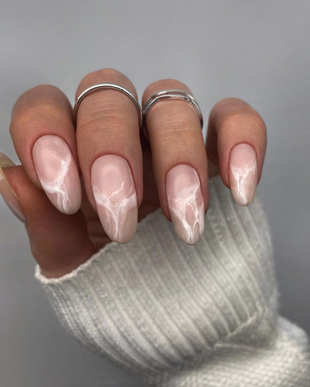 Wedding Nail Ideas 2024 /nail ideas wedding natural beige and marble nailartist_natali