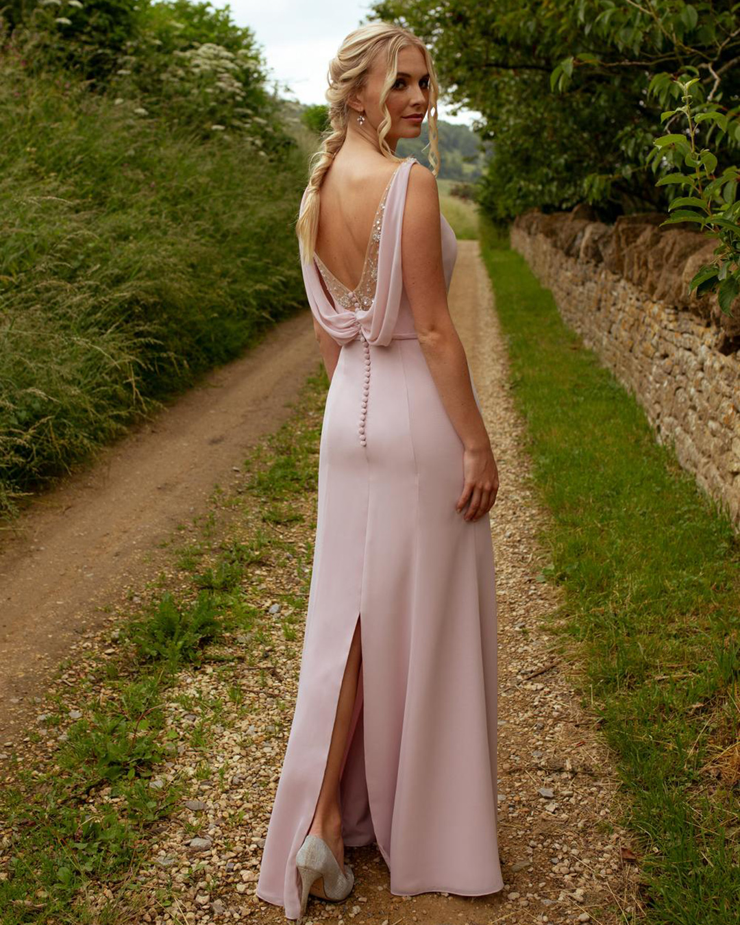 wedding guest outfit low back long true bride