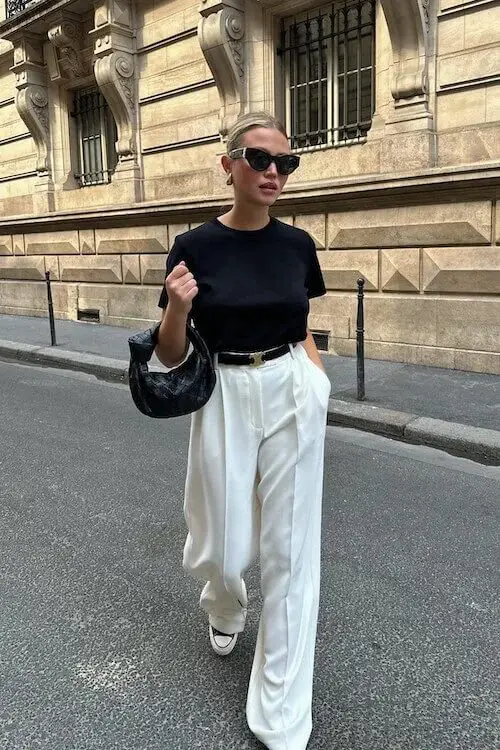 Effortless Everyday Chic: Combining Wide Leg Pants with Tees