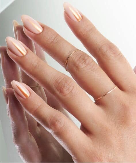 February Nail Ideas - Classy Golden Sheen on Pink Nails