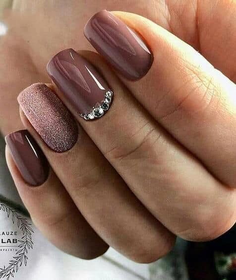 February Nail Ideas - Shimmering Elegance with Rhinestone Accents