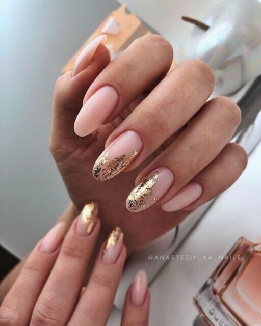 February Nail Ideas - Gilded Sparkle with Gold Flecks