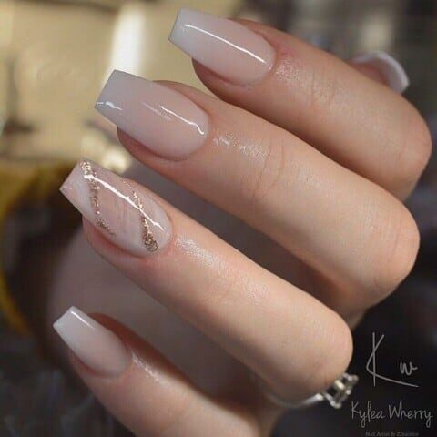 February Nail Ideas - Ethereal Milky Sheen with Marbled Accent