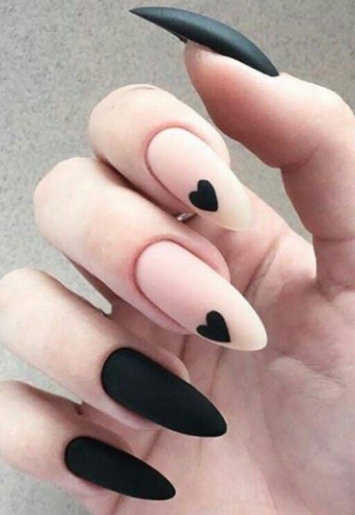 February Nail Ideas - Moody Elegance in Black and Nude