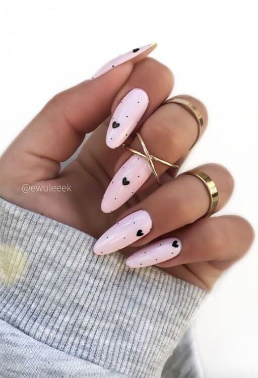 February Nail Ideas - Cute and Romantic Polka Dots and Hearts