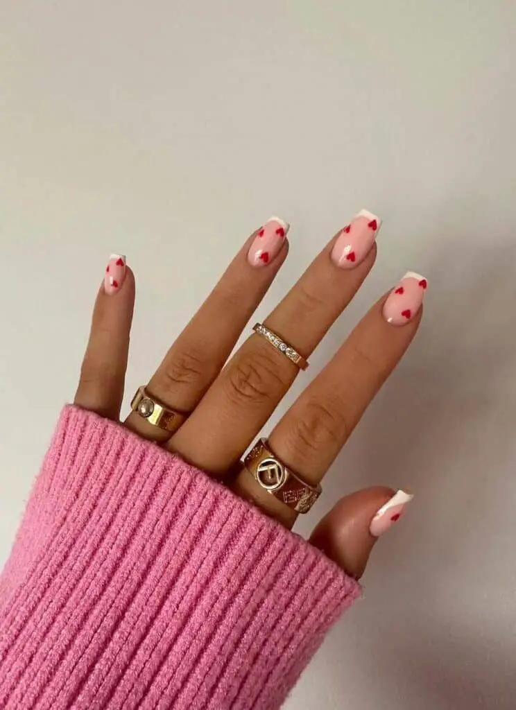 Valentine’s Day Nails | Classic French Manicure with Heart Nail Art - Timeless Beauty