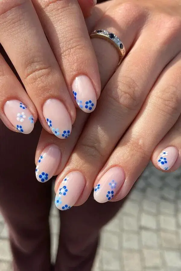 Spring Nail Ideas - Blue Bliss: Captivating Spring Nail Art in Shades of Blue