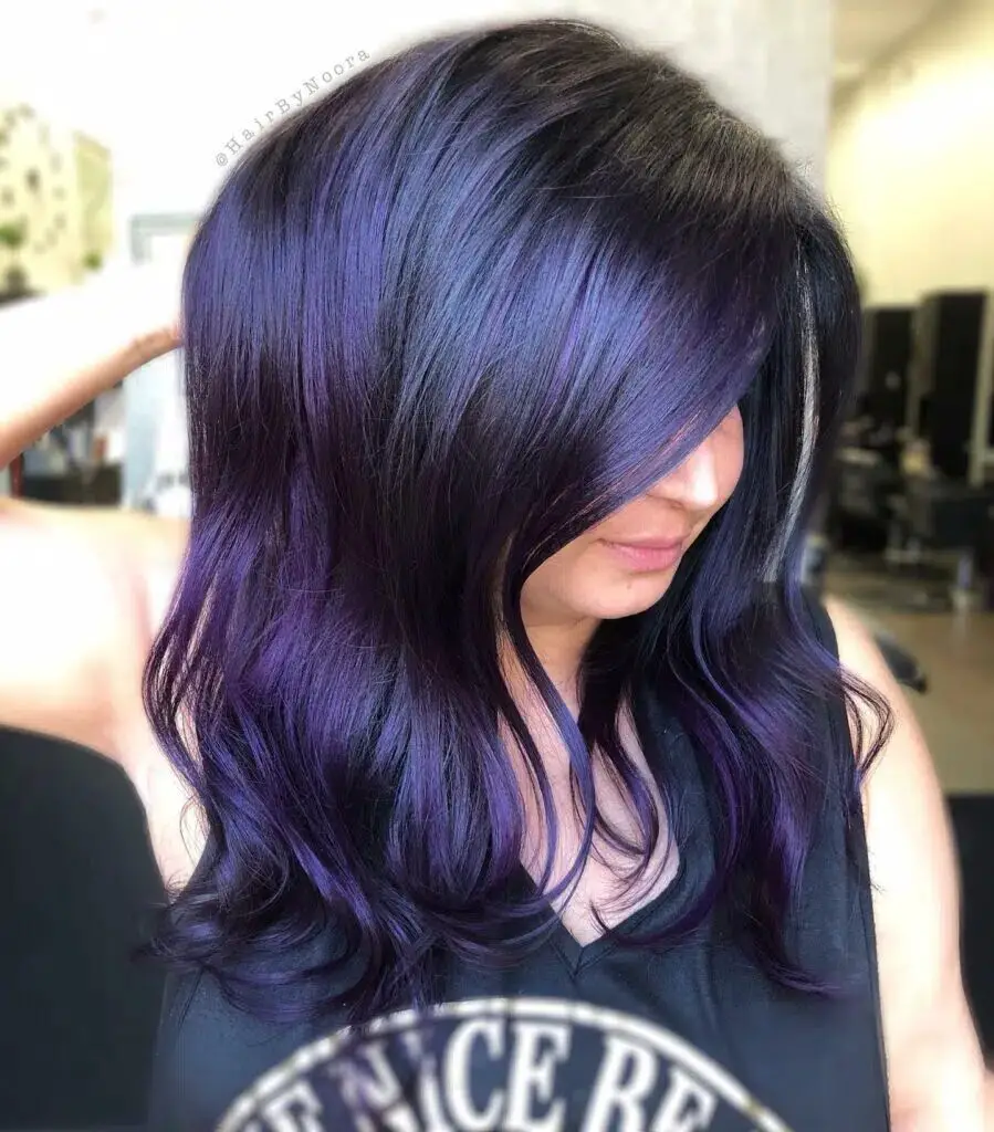 Mid-Length Magic: Purple Balayage for a Stylish Look