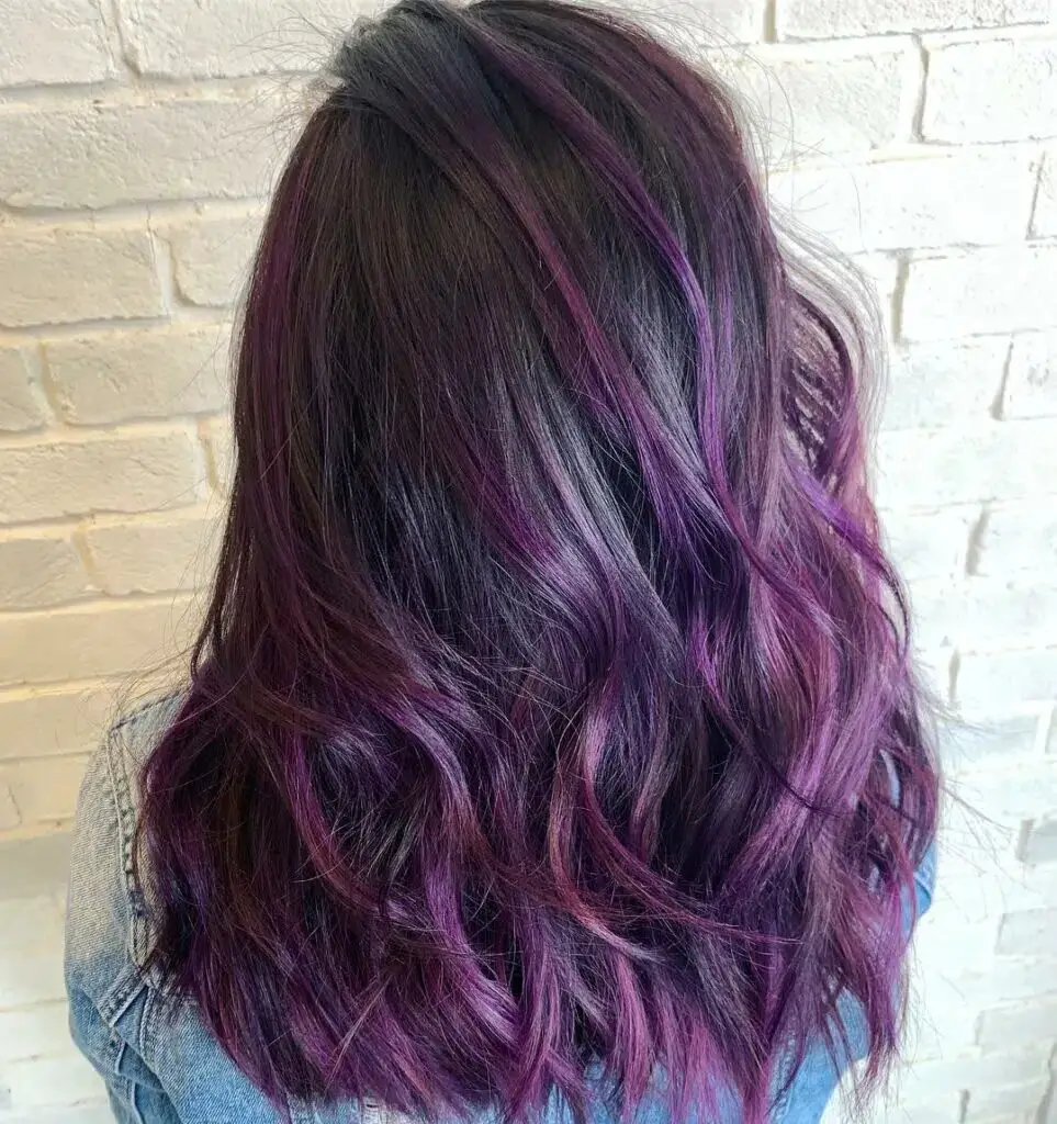 Versatile Elegance: Purple Balayage on Brown Hair