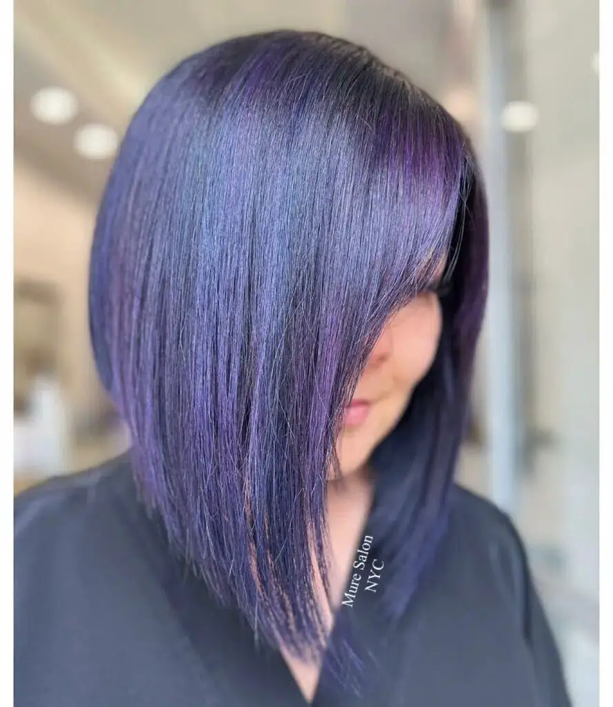 A-Line Allure: Light Purple Balayage on Brown Hair