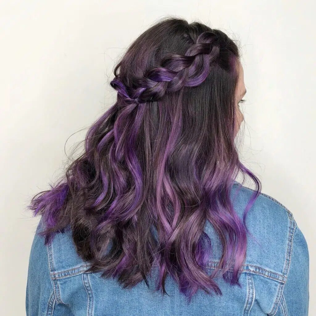 Braid Brilliance: Purple Balayage Braids for Brown Hair