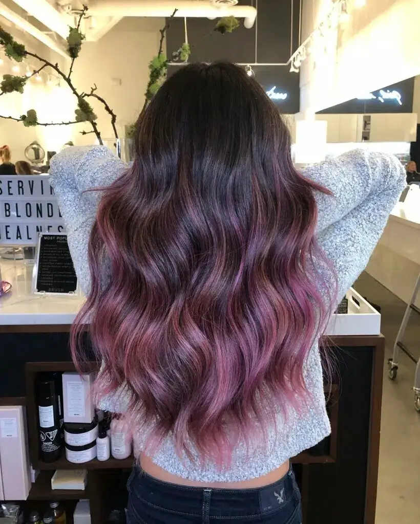 Asymmetrical Wonder: Purple Balayage Lob for Trendsetters