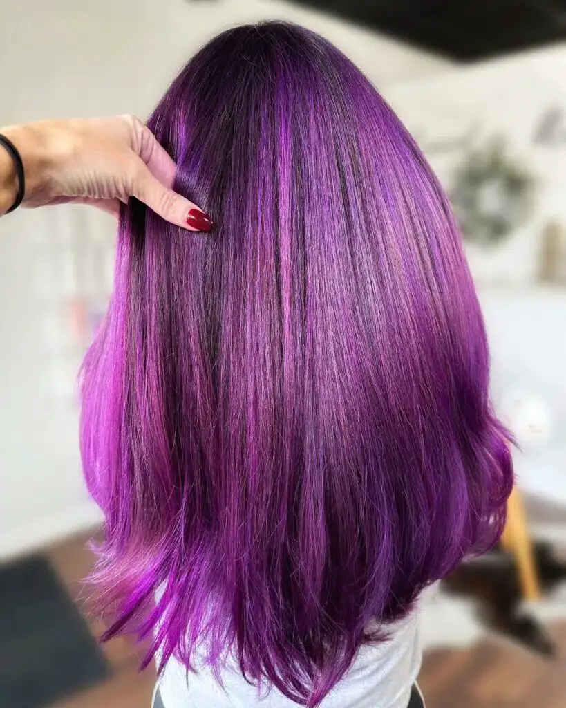 Silver Elegance: Highlights on Stunning Purple Balayage