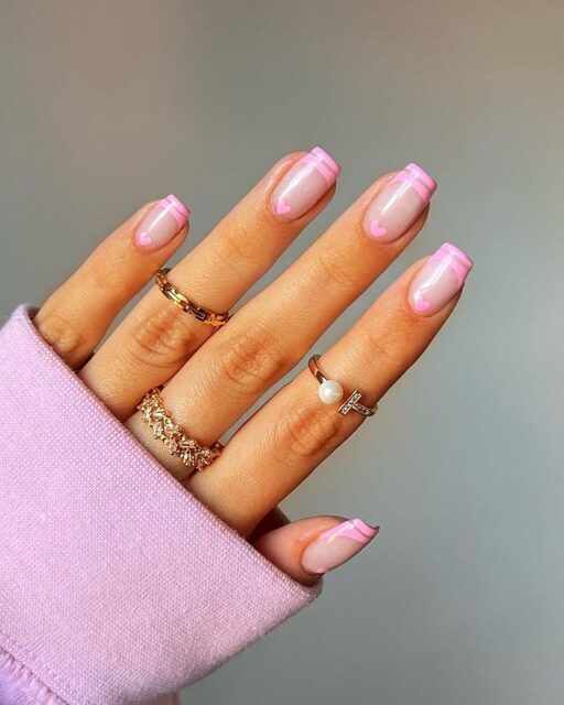 Aimee's Double French Elegance: February Nail Perfection