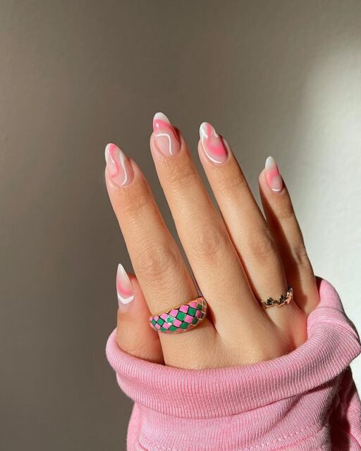 Amy's Pink Swirls: Playful February Nail Designs