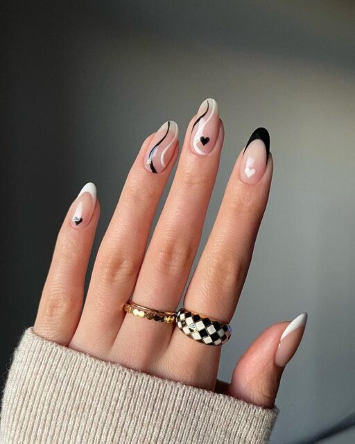 Sarah's Black & White Nails: Classic February Elegance