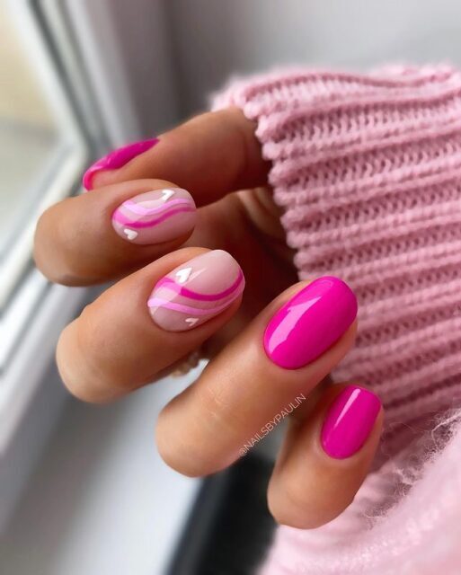 Paulina's Two Toned Swirls: Sophisticated February Nail Designs