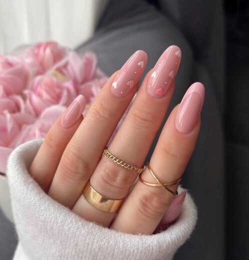 Amanda's Pink Mini Hearts: Adorable February Nail Designs