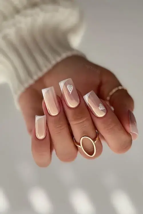 45 Easy Valentines Day Nails Ideas: French Tip Nails with a Romantic Twist: Valentines Day Nails Ideas