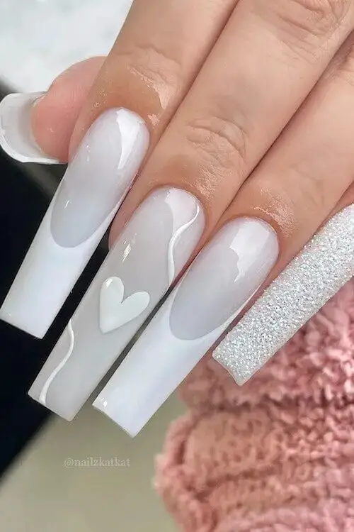 Chic White Nails: Stylish Valentine’s Day Nail Ideas