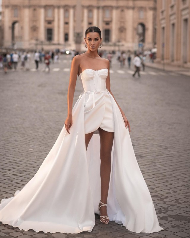 convertible wedding dress simple short to lon berta