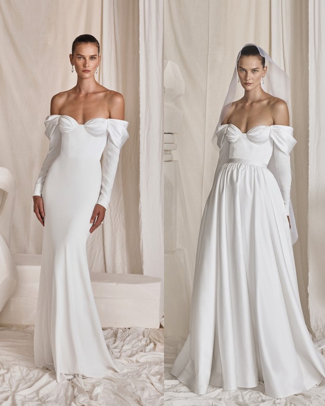 convertible wedding dress simple with sleeves two in one alon livne