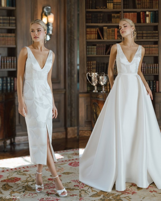 convertible wedding dress with detached overskirt anne barge