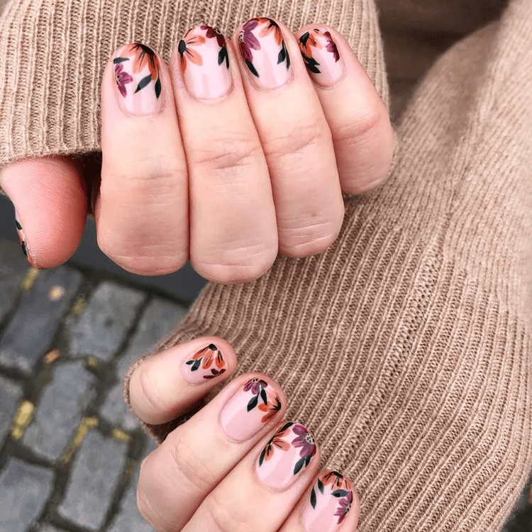 Autumn Floral Nails