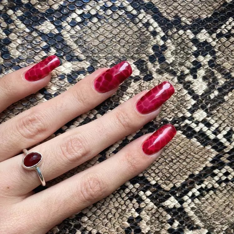 Burgundy Nail Designs - Burgundy Croc | Fall Nails