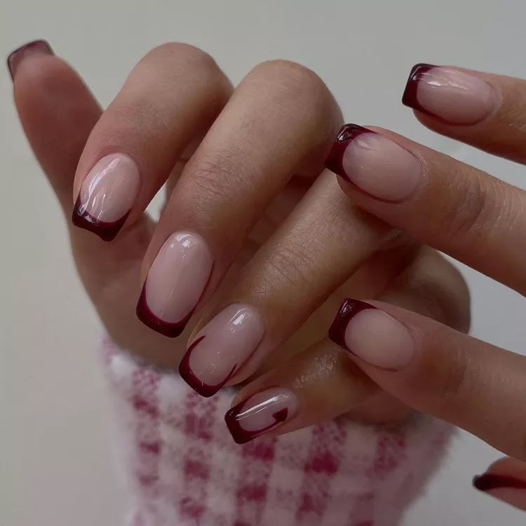 Burgundy Nail Designs - Square French | Fall Nails