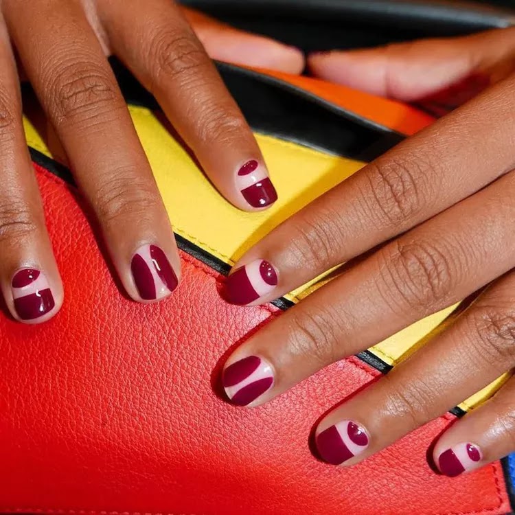 Burgundy Nail Designs - Negative Space | Fall Nails